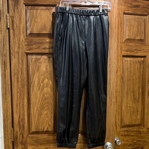 Black womens faux leather  Pants